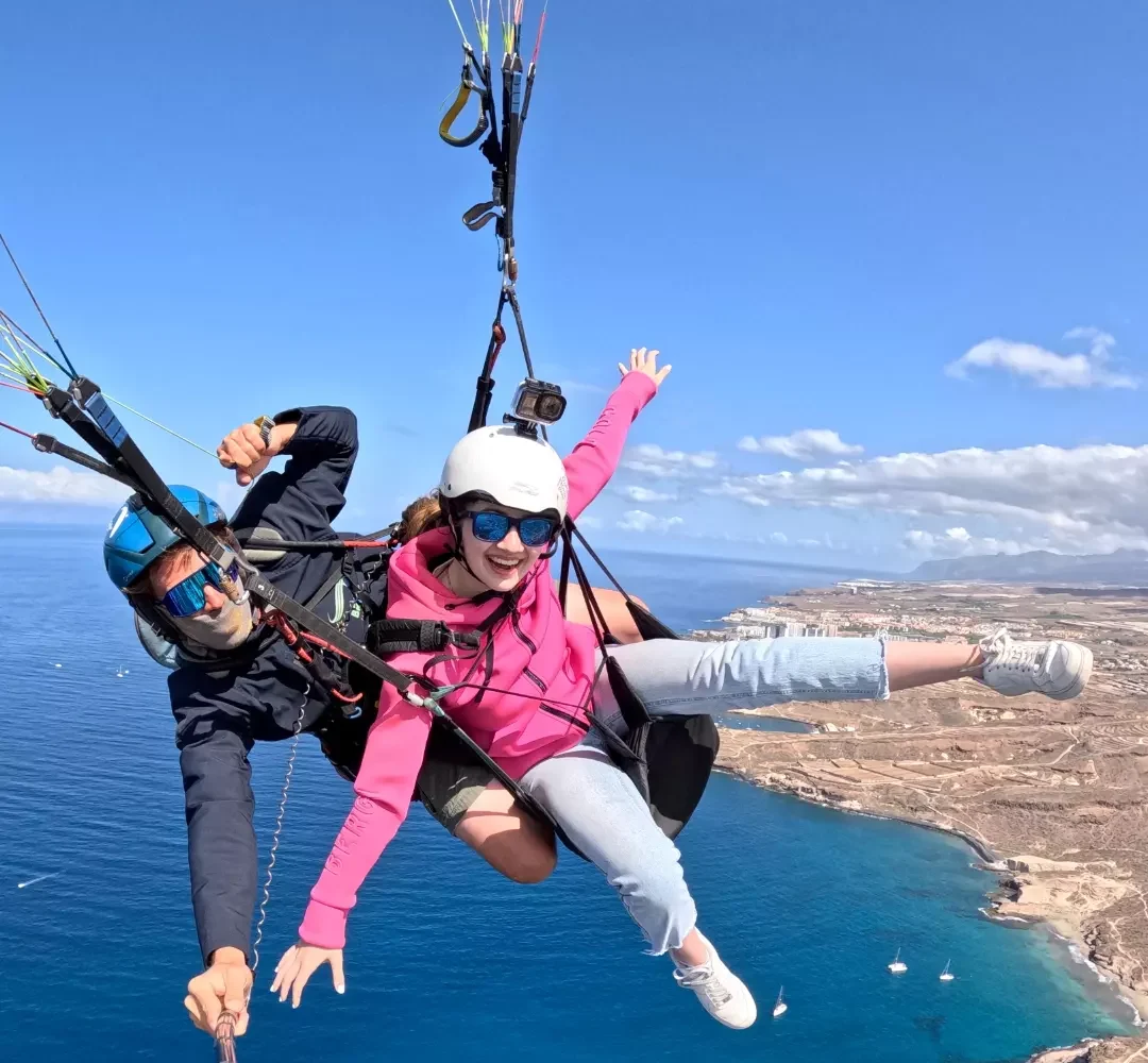 Vuelo acrobático en parapente biplaza sobre Costa Adeje-Tenerife Sur