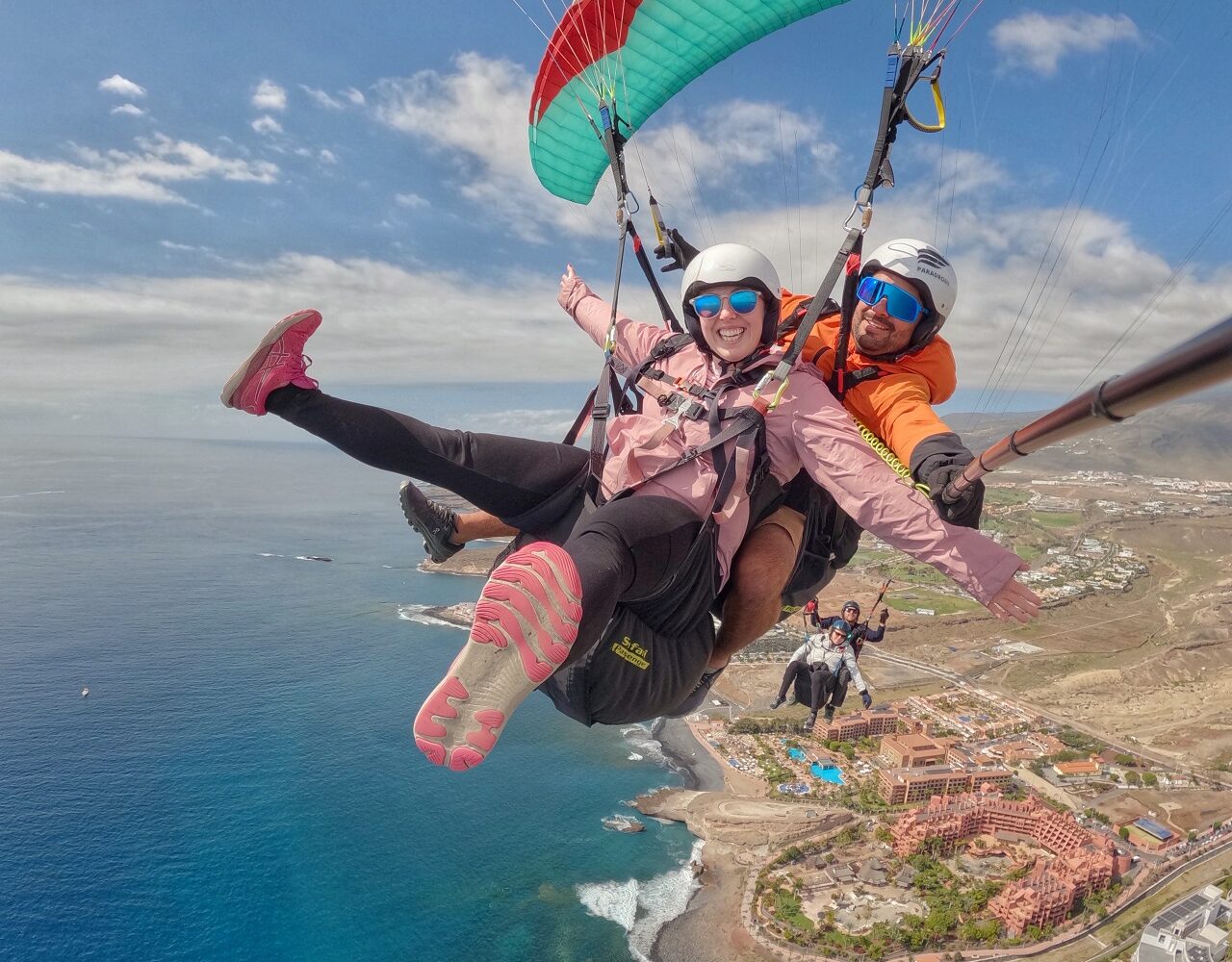 Vuelo acrobático en parapente biplaza sobre Costa Adeje-Tenerife Sur